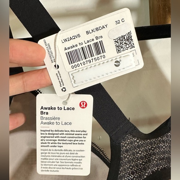 NWT Lululemon Awake to Lace Bra Black/Birthday 32C - Picture 3 of 11